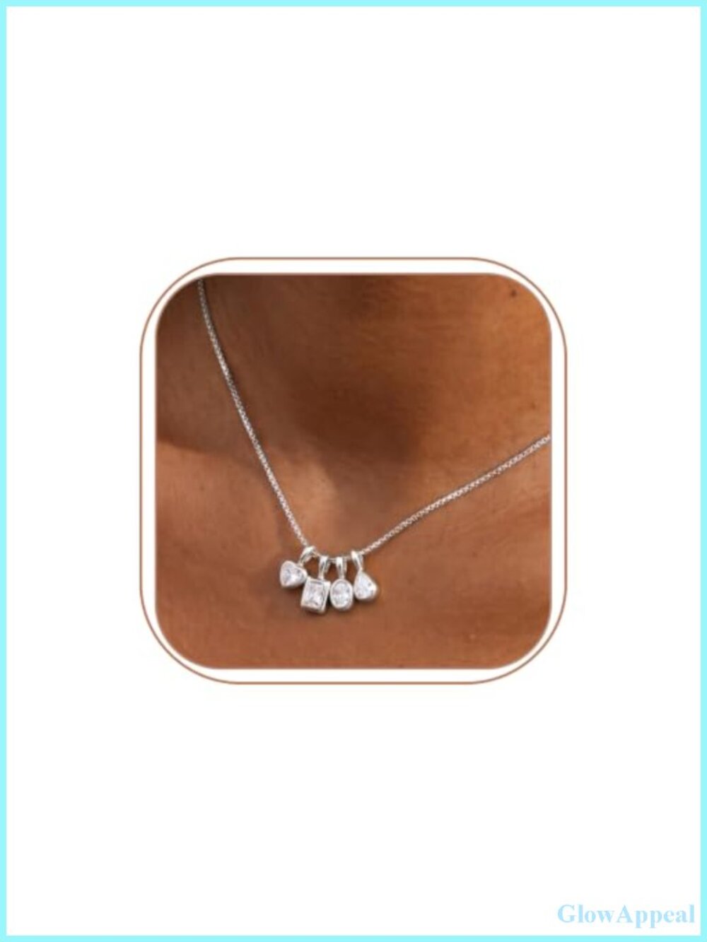 Gold Plated Pendant Necklace with Removable Cubic Zirconia Charms